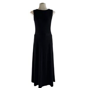 BTFBM Black Ribbed Knit Sleeveless Midi‎ Dress Womens Small Stretch A-Line